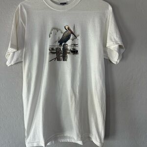 Jerzees White Short Sleeve Tee with Pelican Print